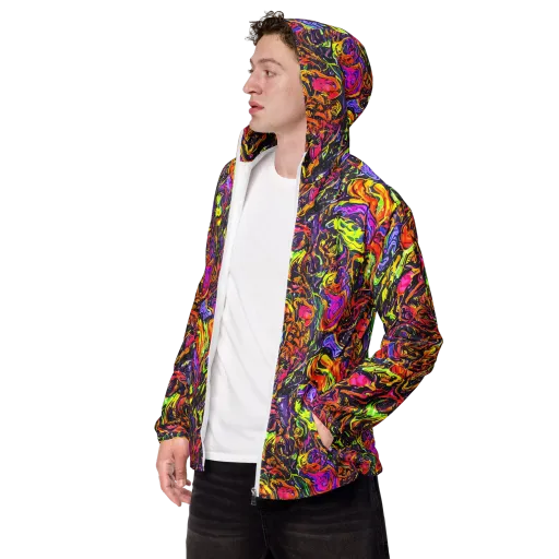 Ember Neon on a Men's Windbreaker