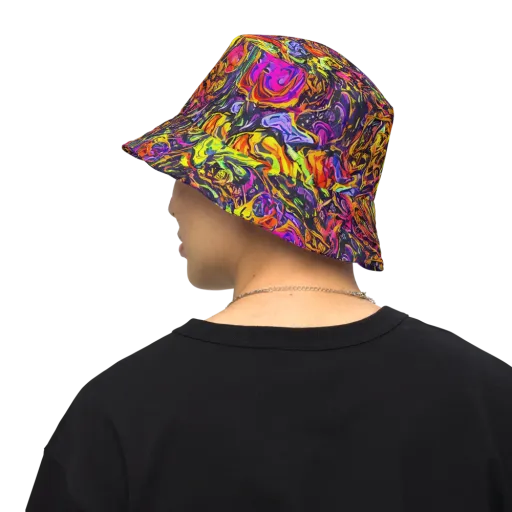 Ember Neon on a Reversible Bucket Hat