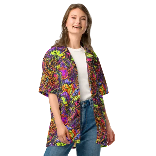 Ember Neon on a Button Shirt
