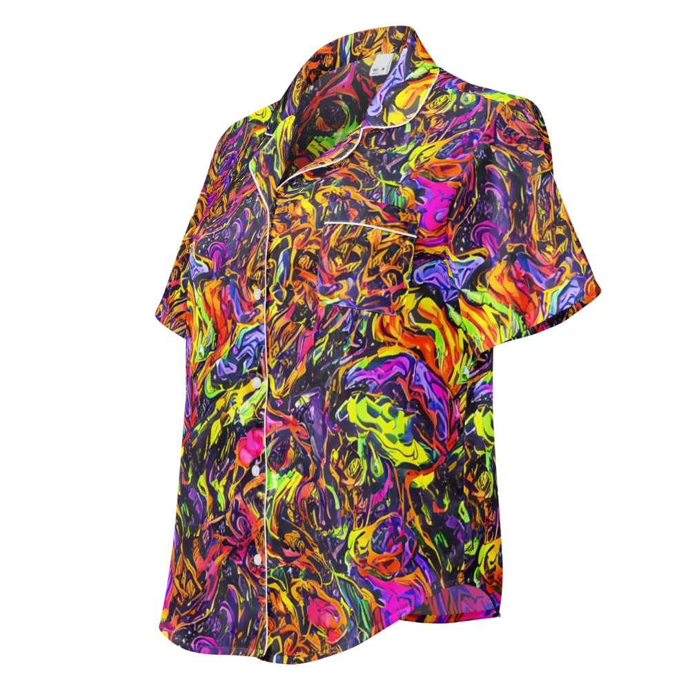Ember Neon on Women's Short Sleeve Pajama Top — Left Front