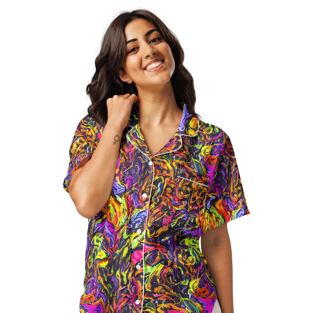 Ember Neon on Women's Short Sleeve Pajama Top — Front