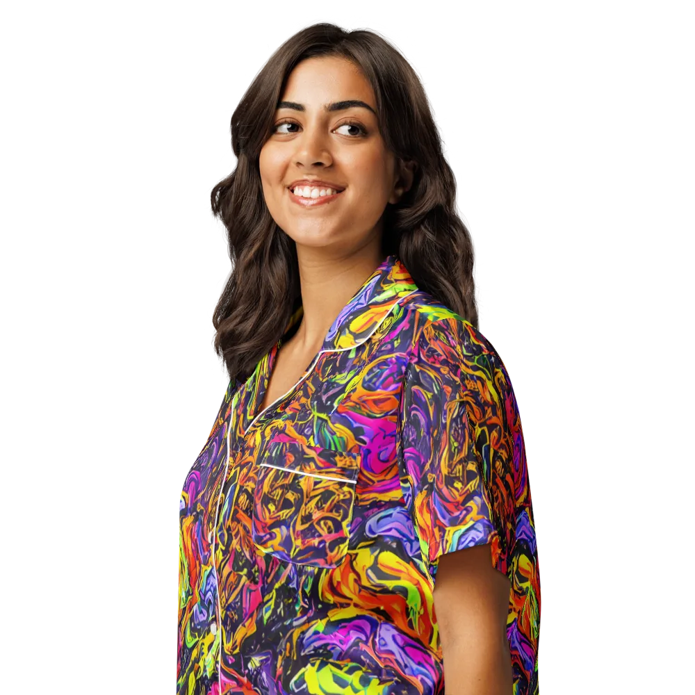 Ember Neon on Women's Short Sleeve Pajama Top — Left Front