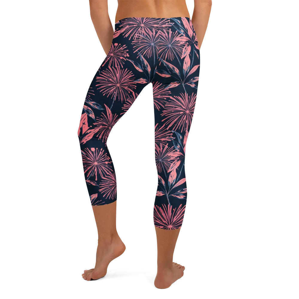 Midnight Firework on Capri Leggings — Back