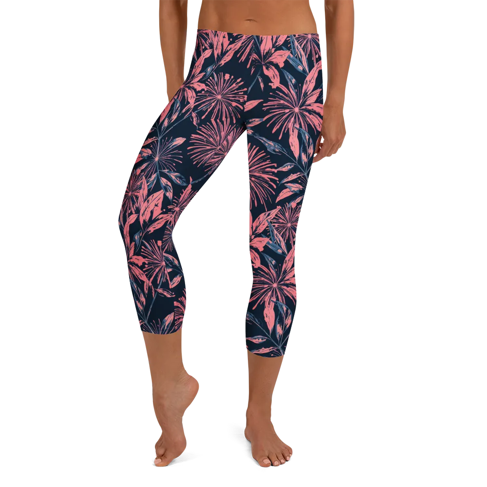 Midnight Firework on Capri Leggings — Front