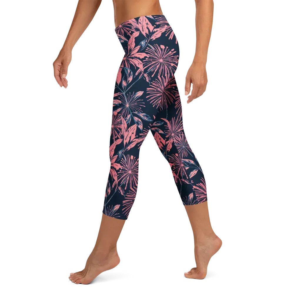 Midnight Firework on Capri Leggings — Left