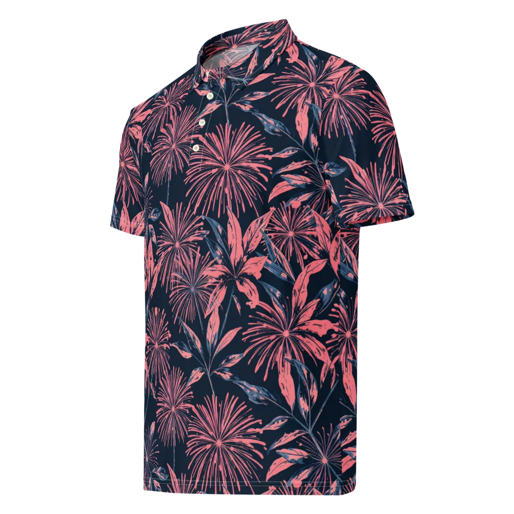 Midnight Firework on Men's Slim Fit Polo Shirt — Left Front