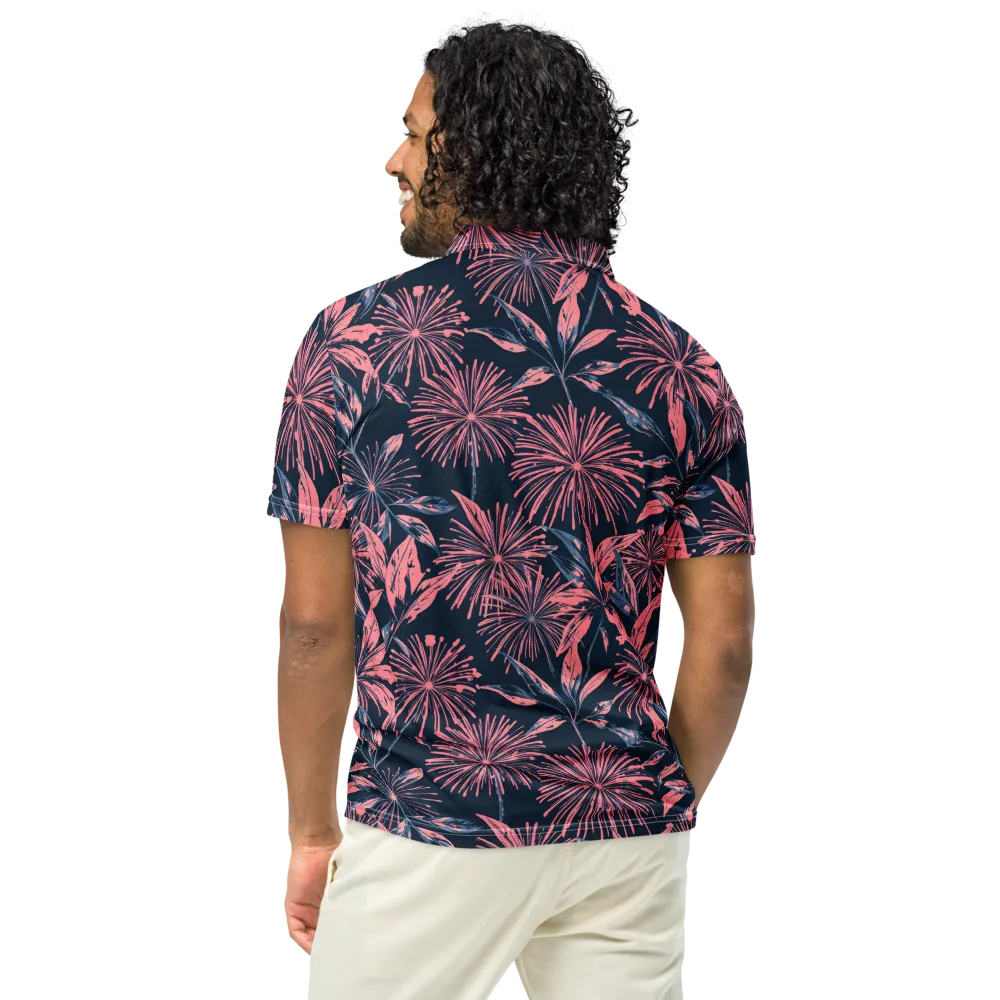 Midnight Firework on Men's Slim Fit Polo Shirt — Back