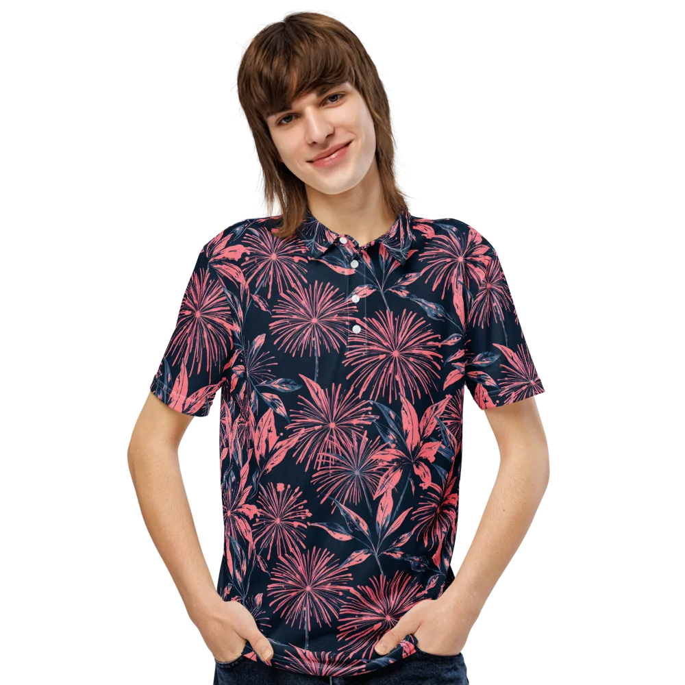 Midnight Firework on Men's Slim Fit Polo Shirt — Front