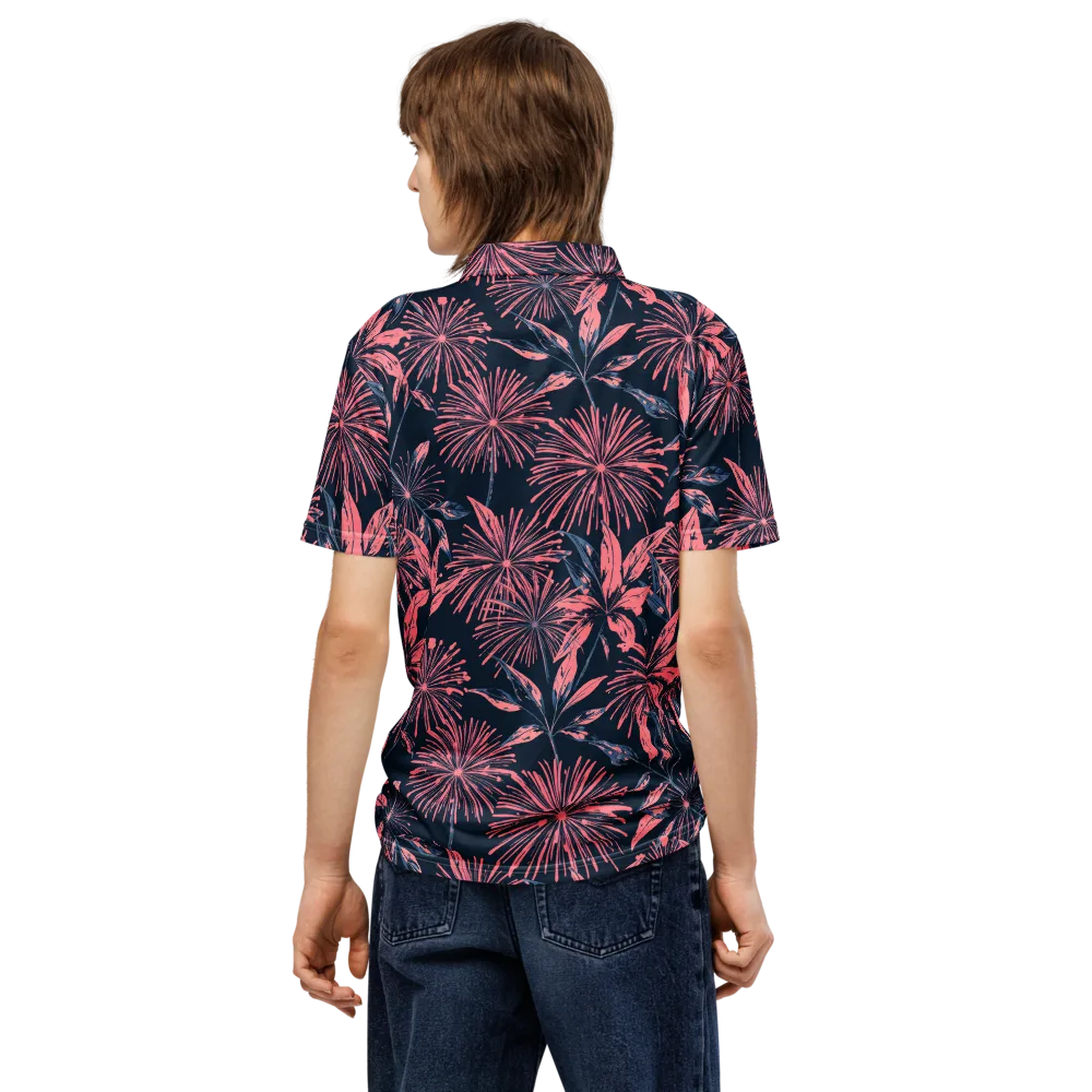 Midnight Firework on Men's Slim Fit Polo Shirt — Back
