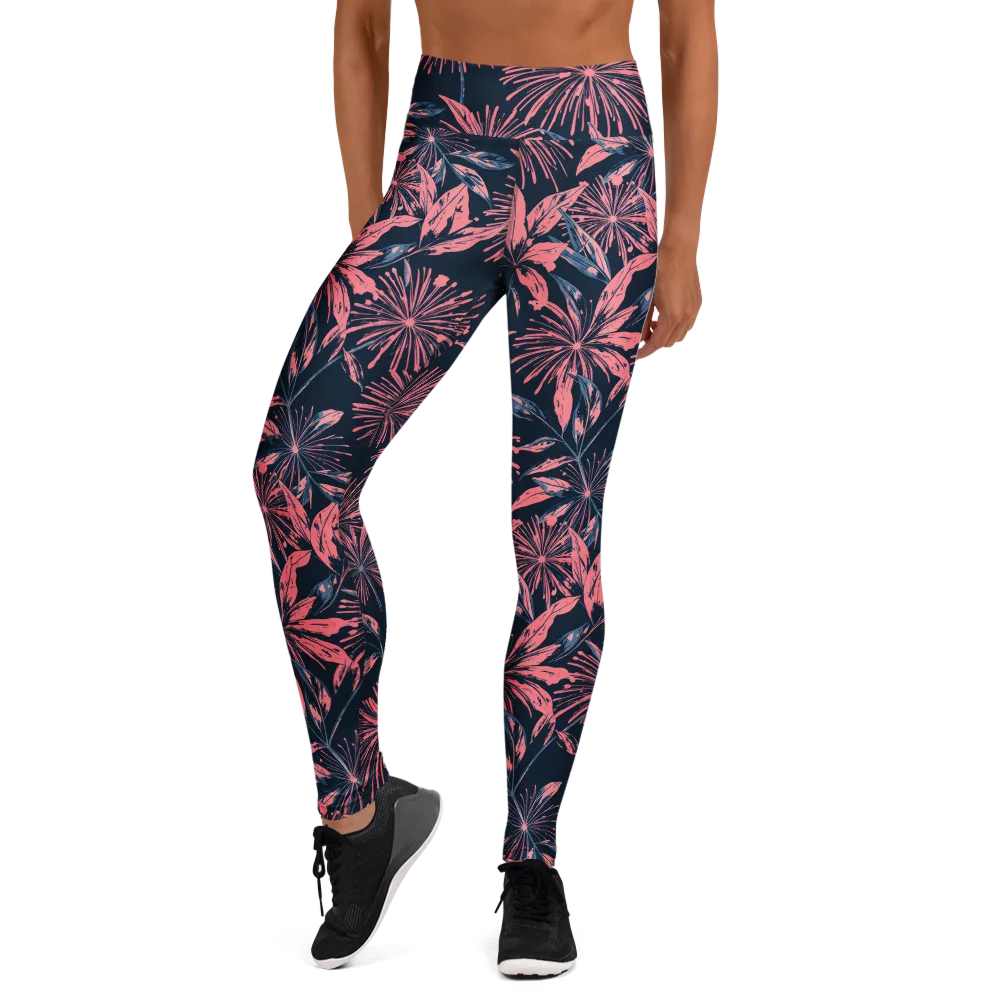 Midnight Firework on Yoga Leggings — Front