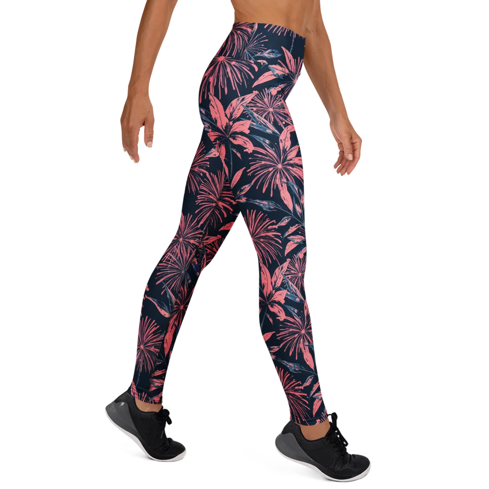 Midnight Firework on Yoga Leggings — Right