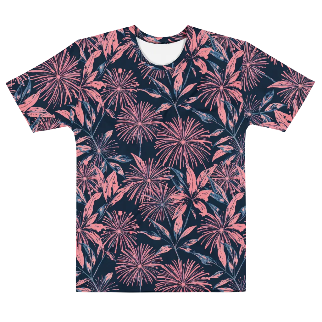 Midnight Firework on Men's Cotton Crew Neck T-Shirt — Front