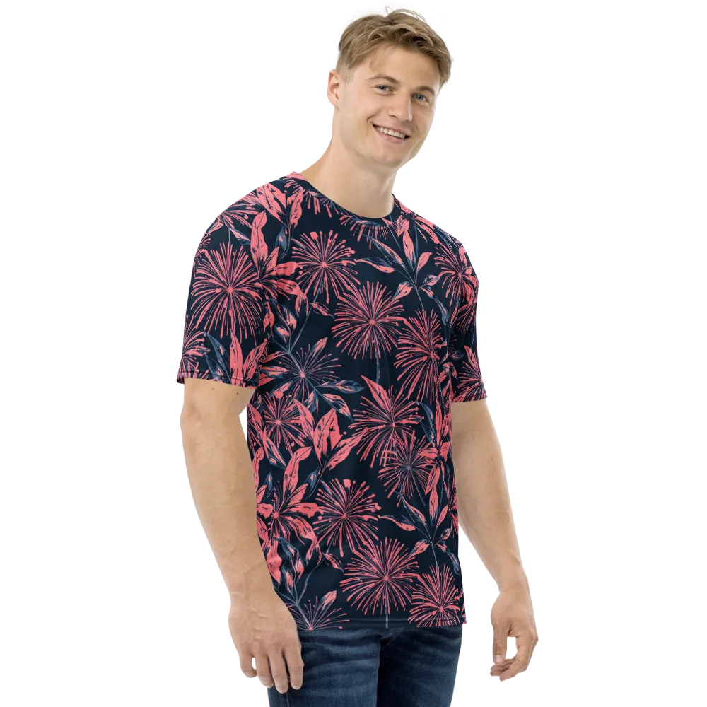 Midnight Firework on Men's Crew Neck T-Shirt — Right