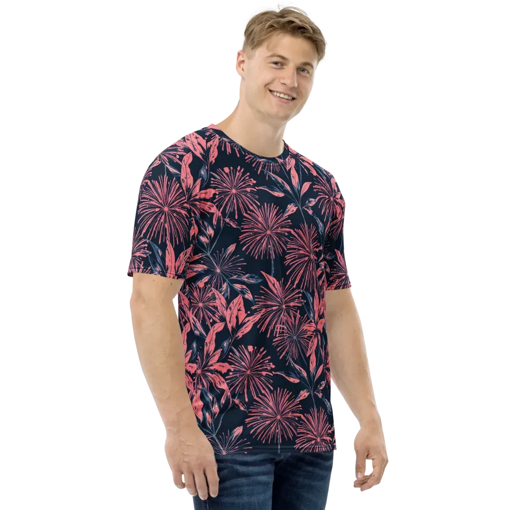 Midnight Firework on Men's Crew Neck T-Shirt — Right