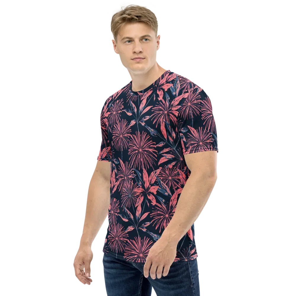 Midnight Firework on Men's Crew Neck T-Shirt — Left