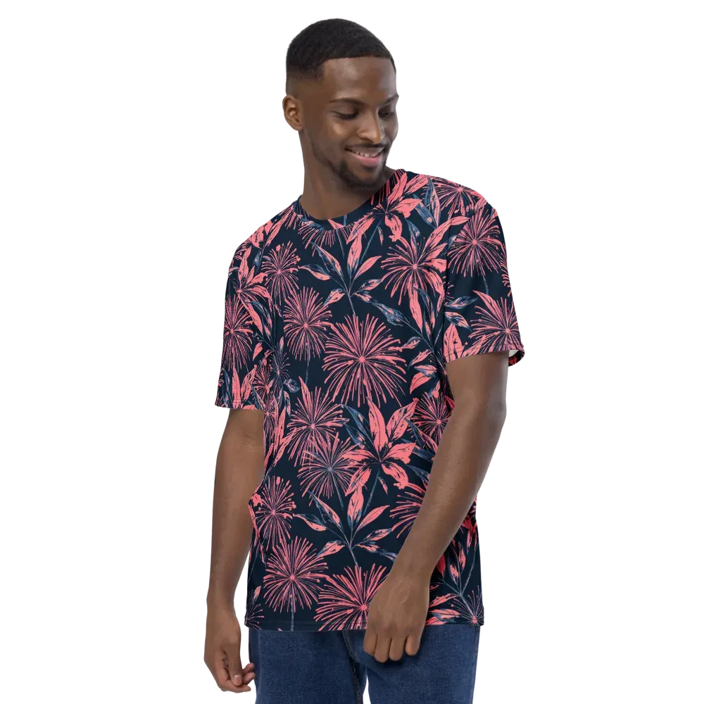 Midnight Firework on Men's Crew Neck T-Shirt — Left
