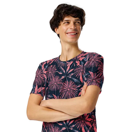 Midnight Firework on a Men's Crew Neck T-Shirt