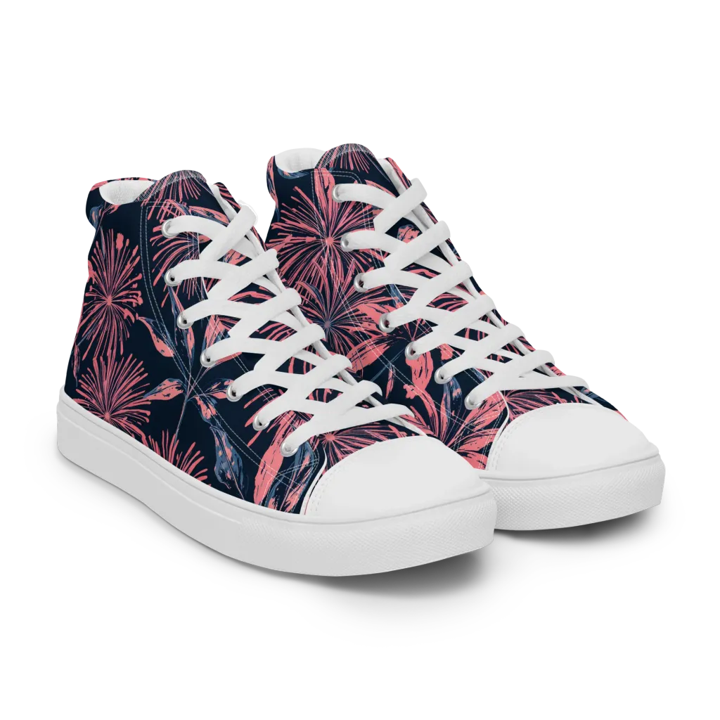 Midnight Firework on Men's High Top Canvas Shoes — Right Front