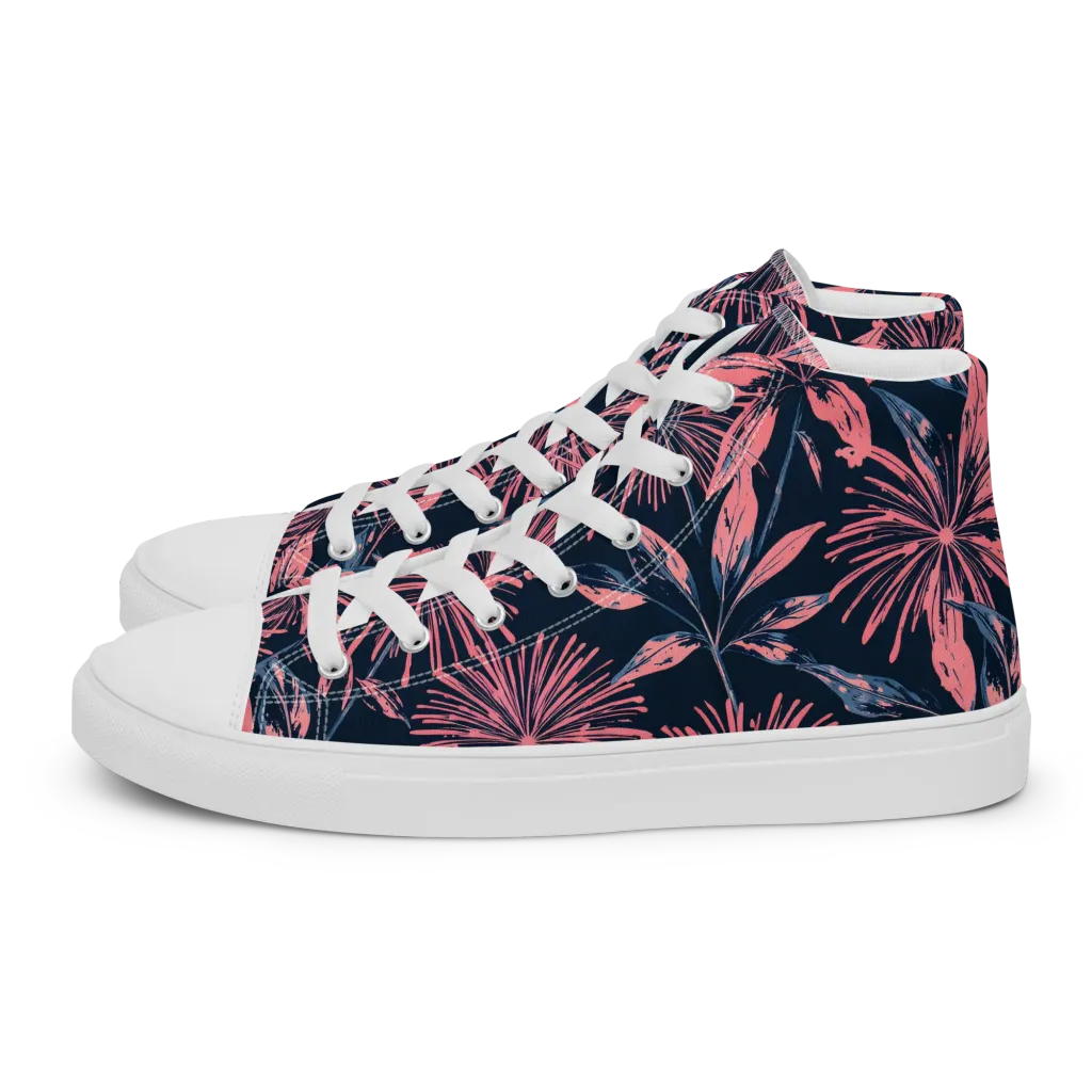 Midnight Firework on Men's High Top Canvas Shoes — Left
