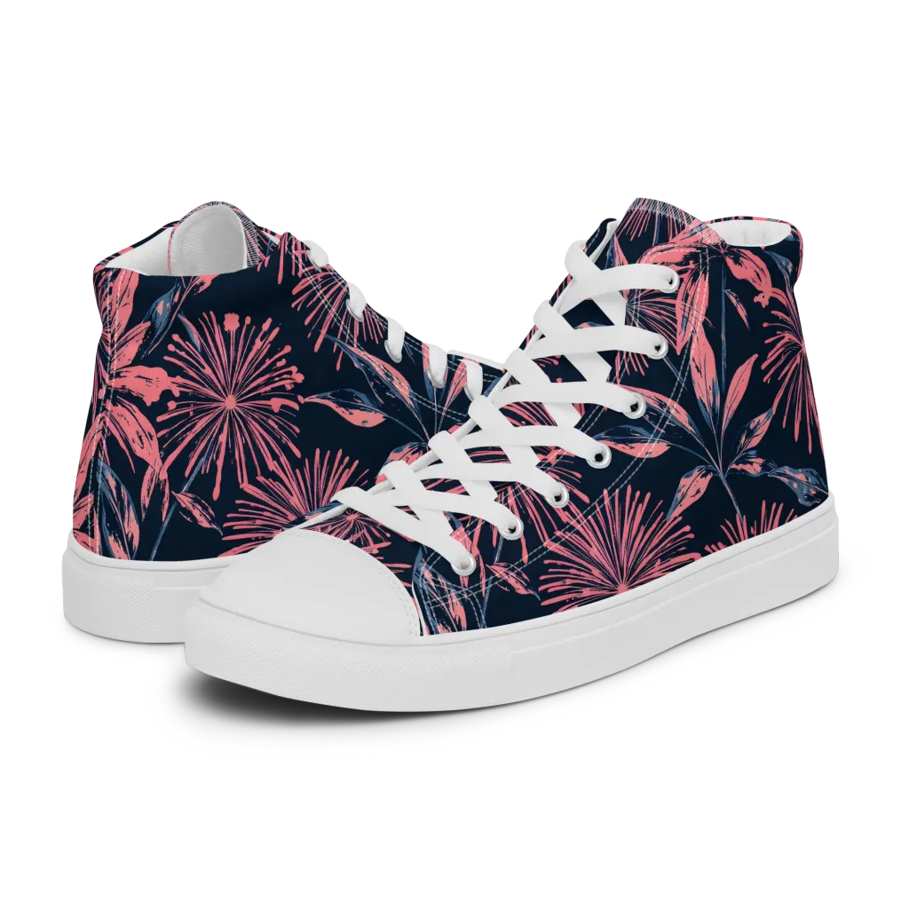 Midnight Firework on Men's High Top Canvas Shoes — Left