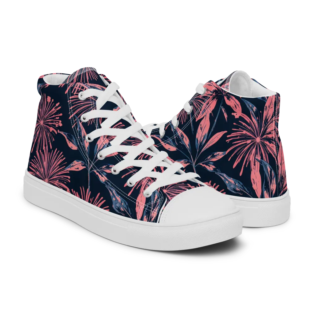 Midnight Firework on Men's High Top Canvas Shoes — Right