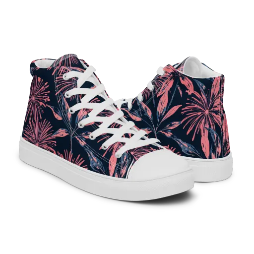 Midnight Firework on a Men's High Top Canvas Shoes