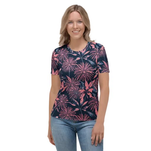 Midnight Firework on a Women's Crew Neck T-Shirt