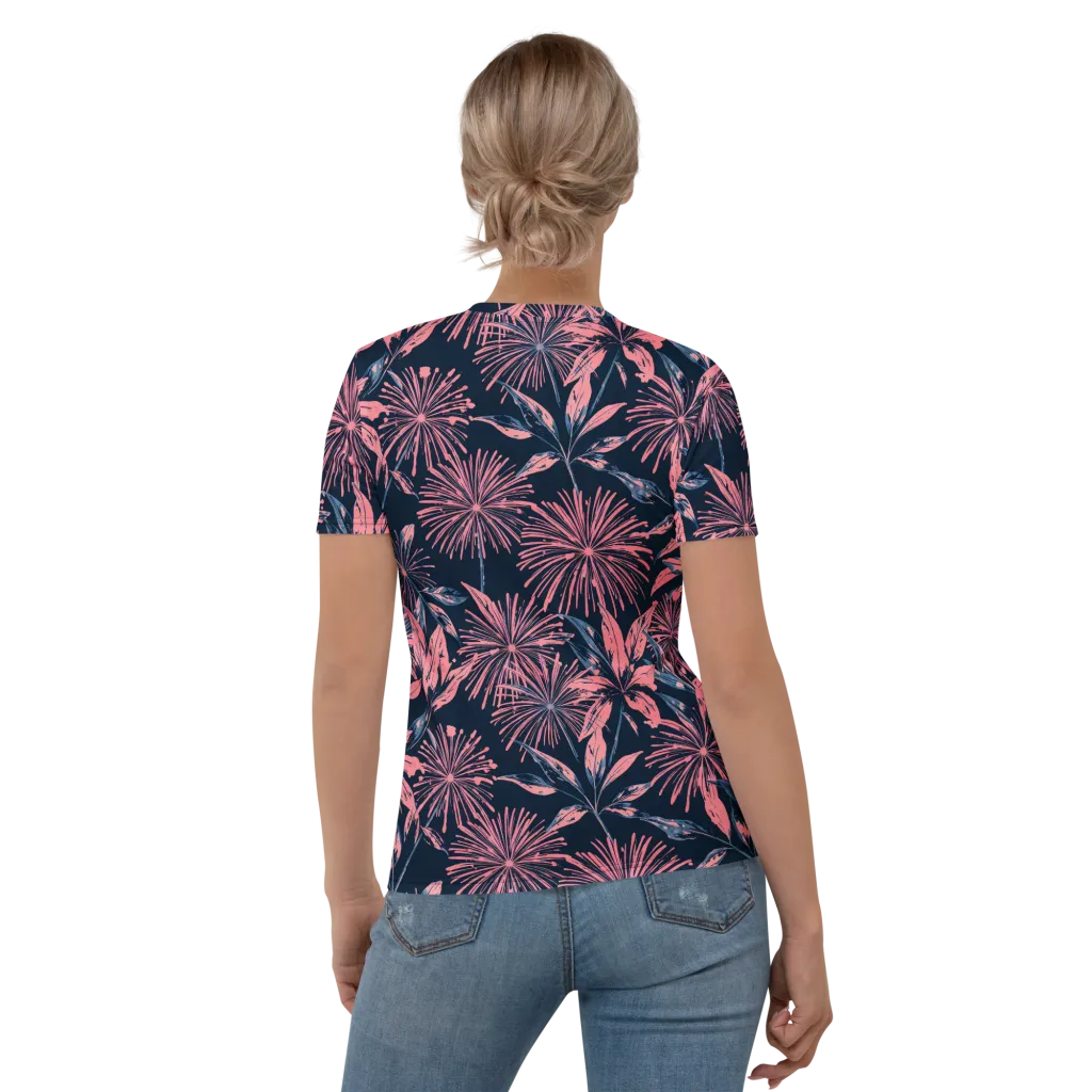 Midnight Firework on Women's Crew Neck T-Shirt — Back
