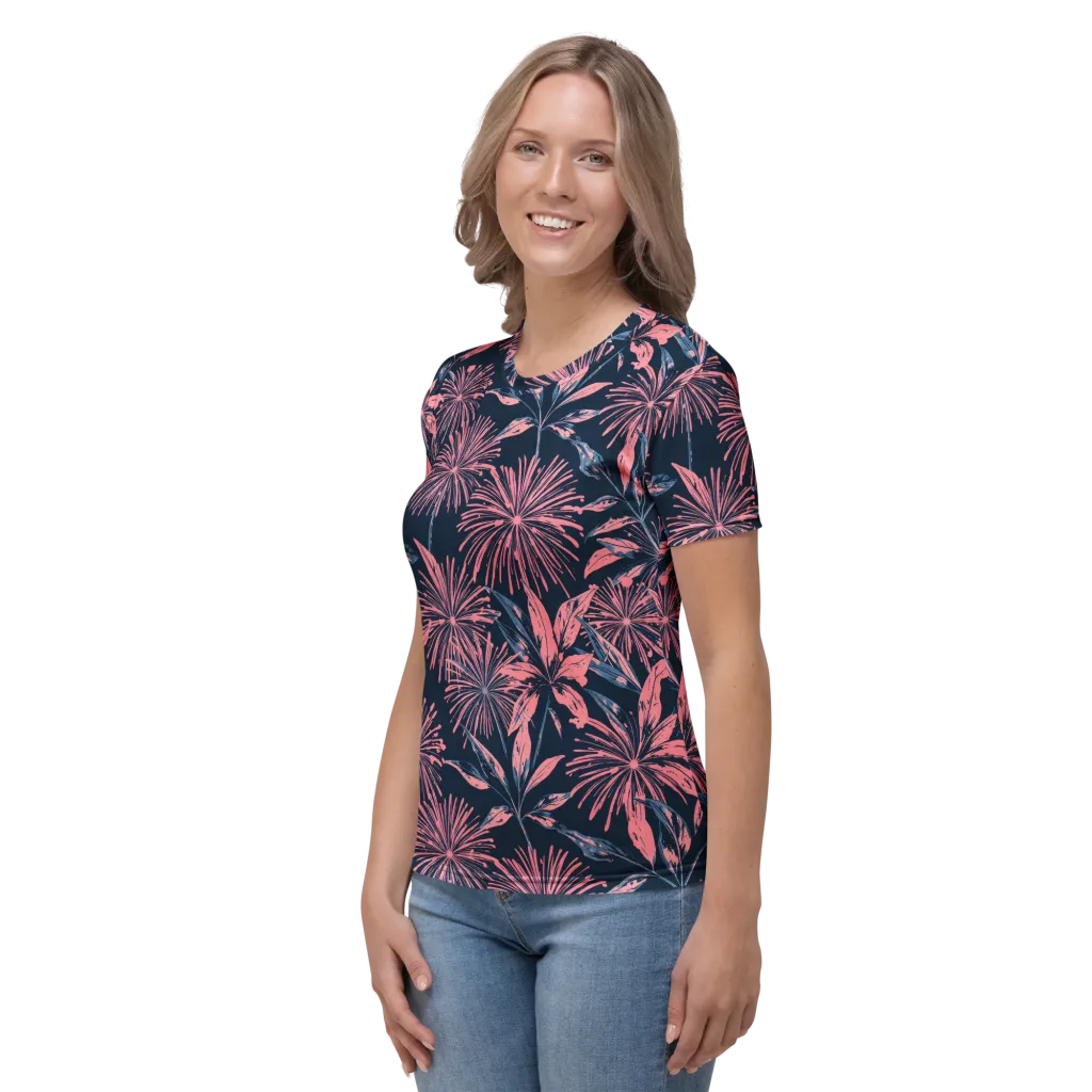 Midnight Firework on Women's Crew Neck T-Shirt — Left