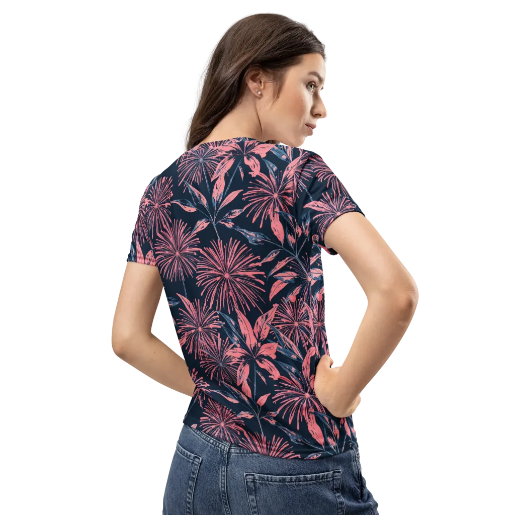 Midnight Firework on Women's Crew Neck T-Shirt — Back