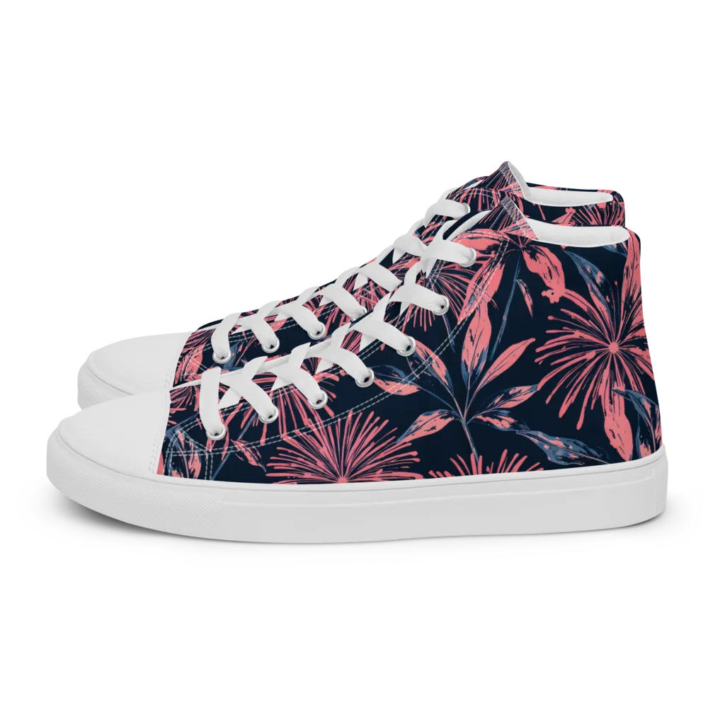 Midnight Firework on Women's High Top Canvas Shoes — Left