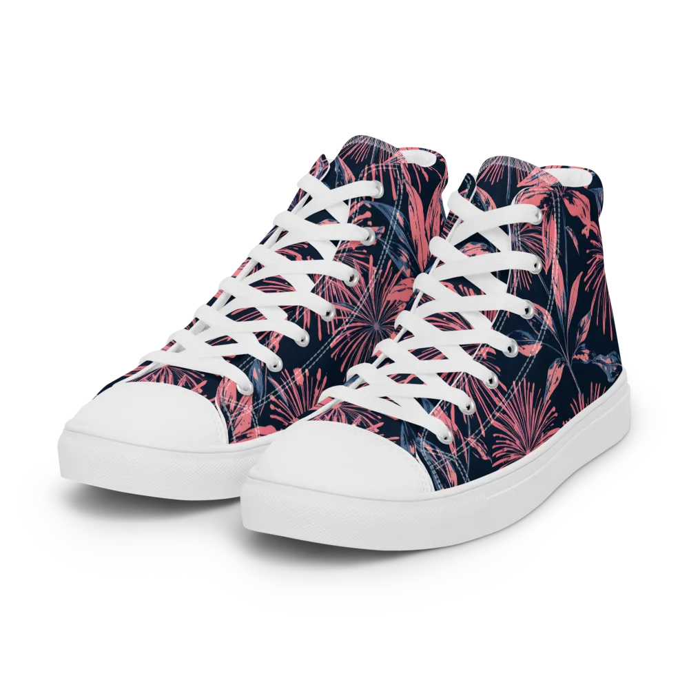 Midnight Firework on Women's High Top Canvas Shoes — Left Front