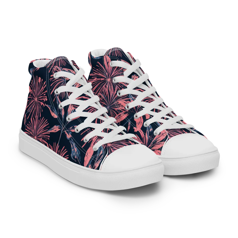 Midnight Firework on Women's High Top Canvas Shoes — Right Front