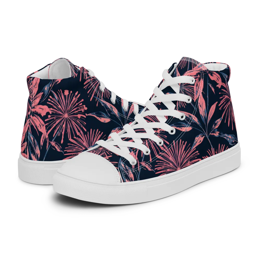 Midnight Firework on Women's High Top Canvas Shoes — Left