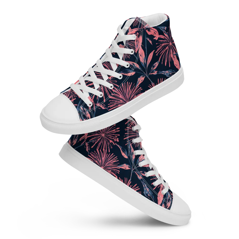 Midnight Firework on Women's High Top Canvas Shoes — Front