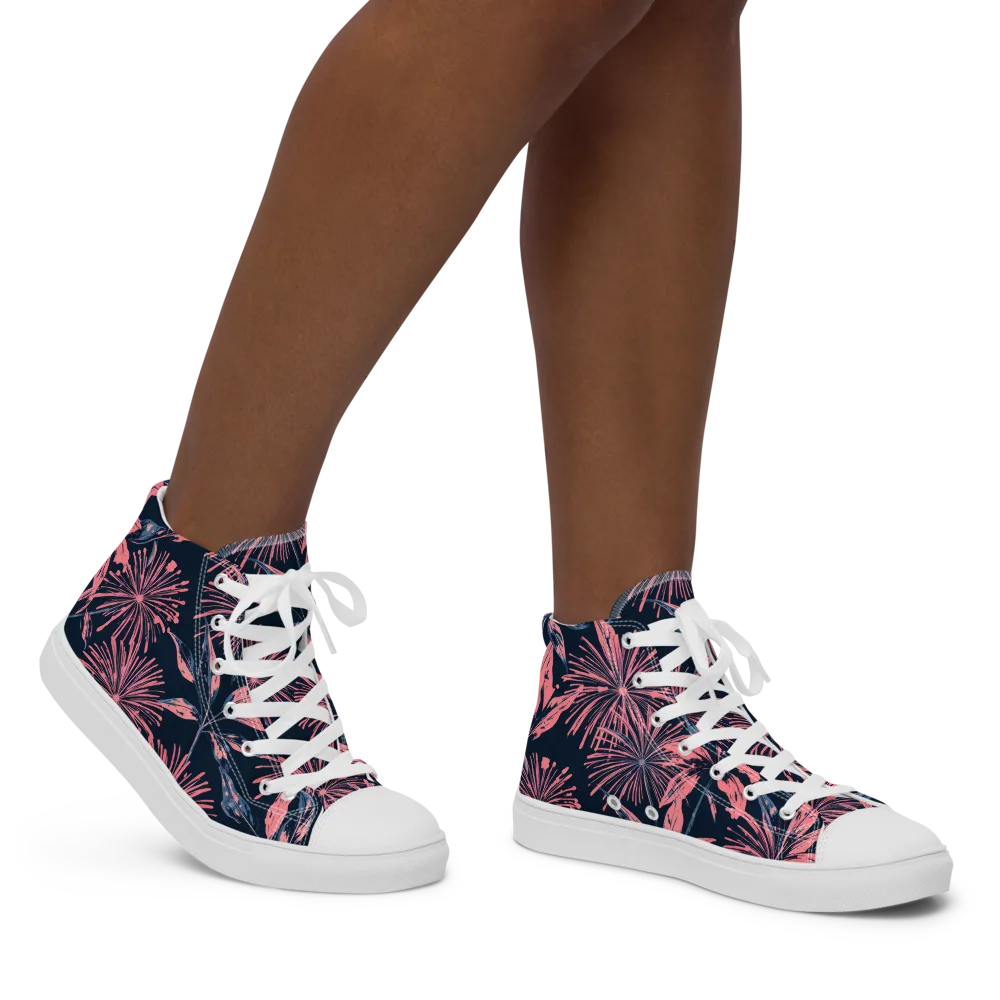 Midnight Firework on Women's High Top Canvas Shoes — Right