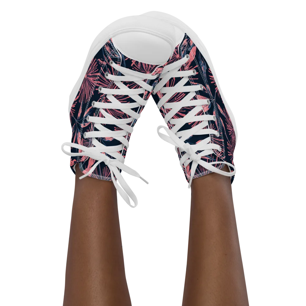 Midnight Firework on Women's High Top Canvas Shoes — Front