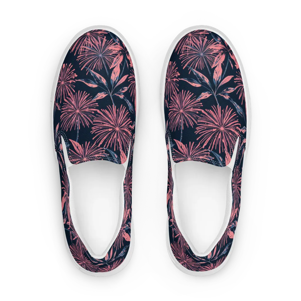 Midnight Firework on Men's Slip-On Canvas Shoes — Front