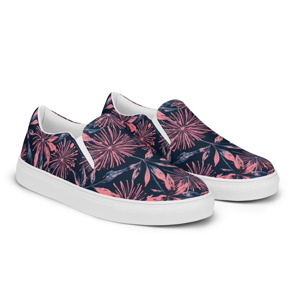 Midnight Firework on Men's Slip-On Canvas Shoes — Right Front