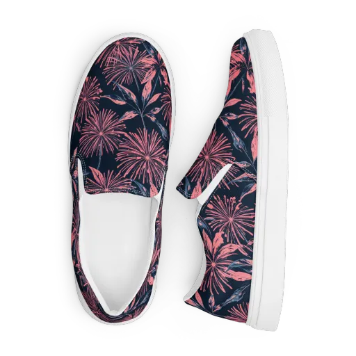 Midnight Firework on a Men's Slip-On Canvas Shoes