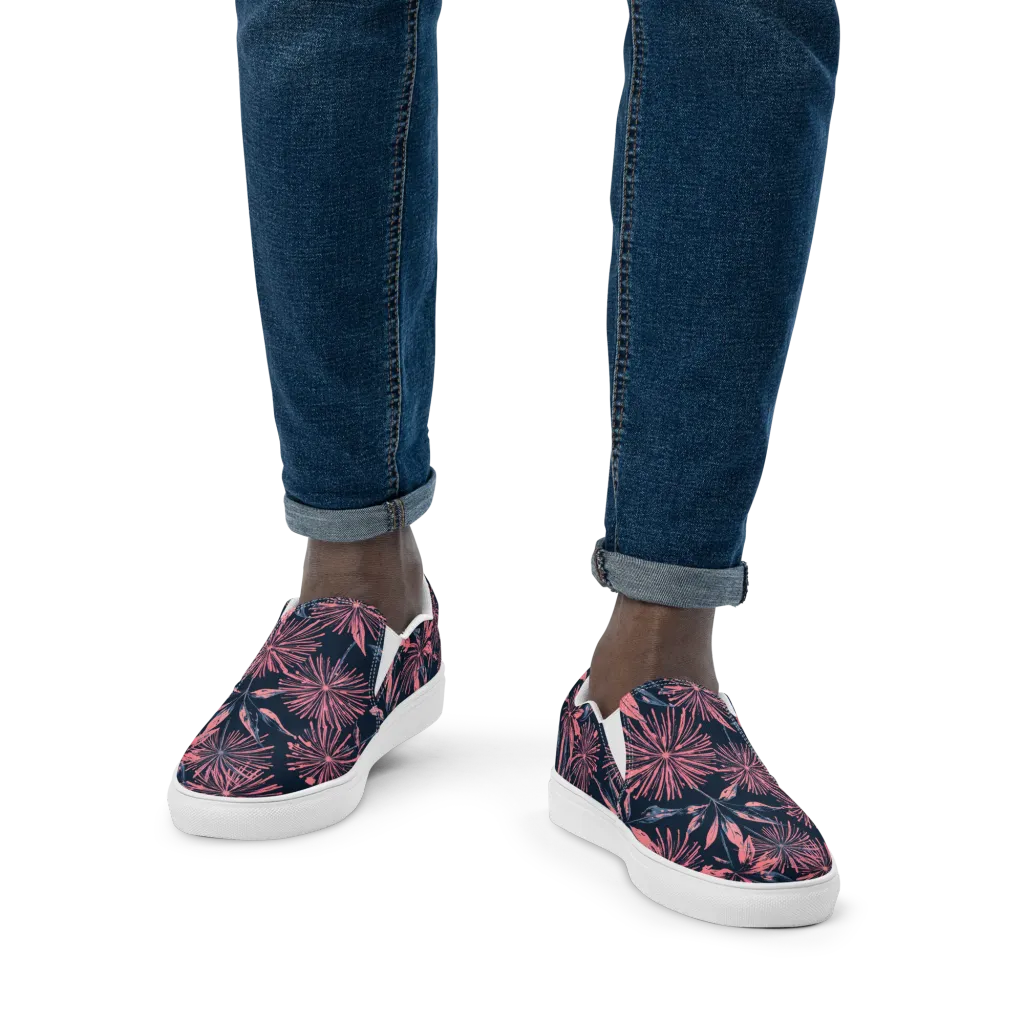 Midnight Firework on Men's Slip-On Canvas Shoes — Front