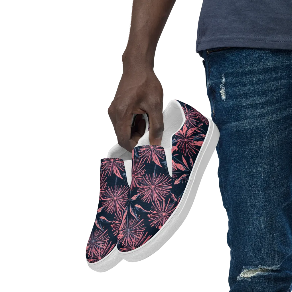 Midnight Firework on Men's Slip-On Canvas Shoes — Left Front