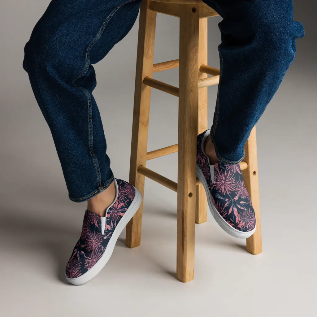 Midnight Firework on Men's Slip-On Canvas Shoes — Front