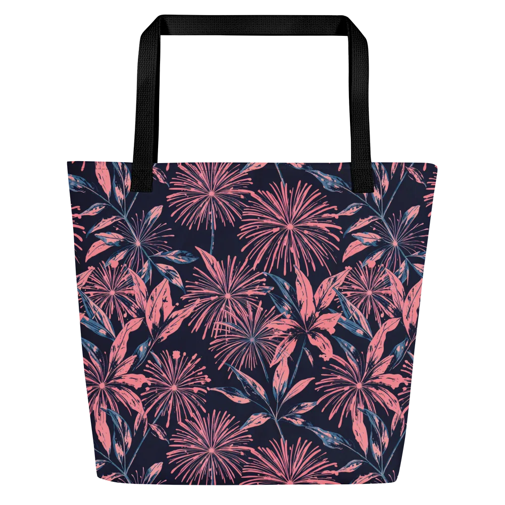 Midnight Firework on Large Tote Bag W/ Pocket — Front