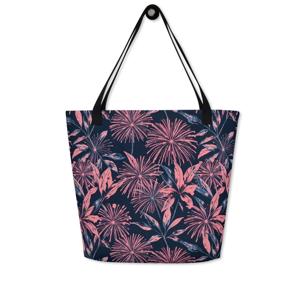 Midnight Firework on Large Tote Bag W/ Pocket — Front