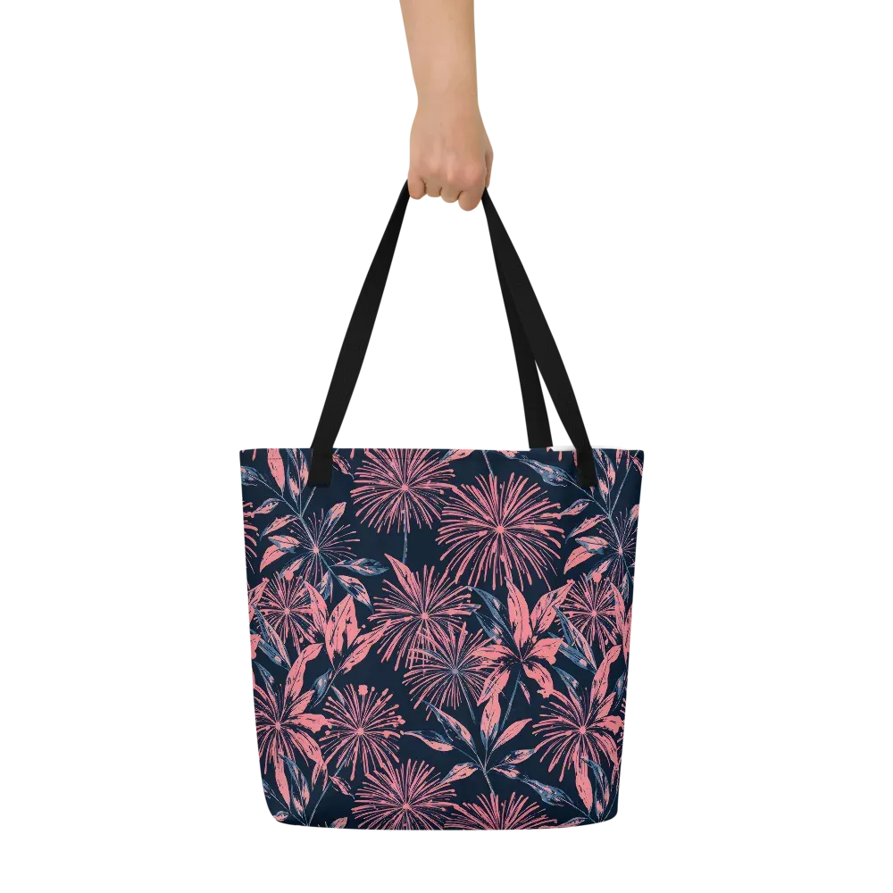 Midnight Firework on Large Tote Bag W/ Pocket — Front