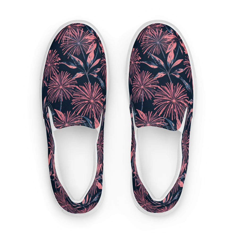 Midnight Firework on Women's Slip-On Canvas Shoes — Front