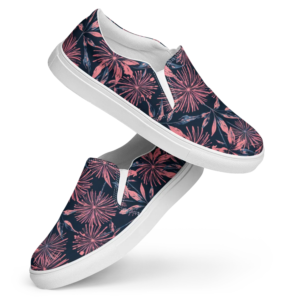 Midnight Firework on Women's Slip-On Canvas Shoes — Front