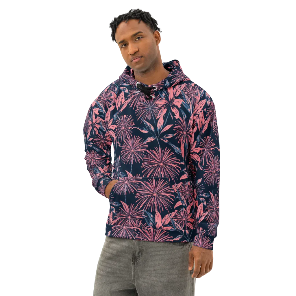 Midnight Firework on Cotton Hoodie — Left Front