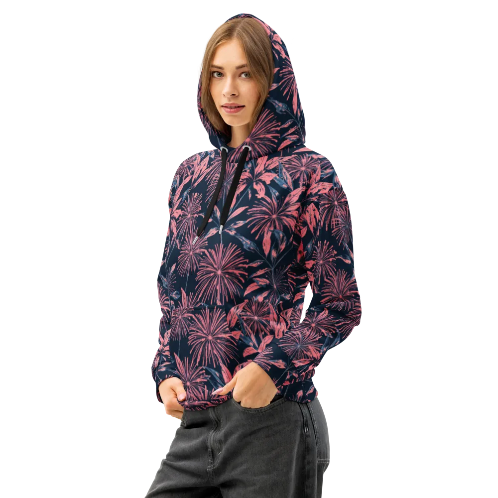 Midnight Firework on Cotton Hoodie — Left Front